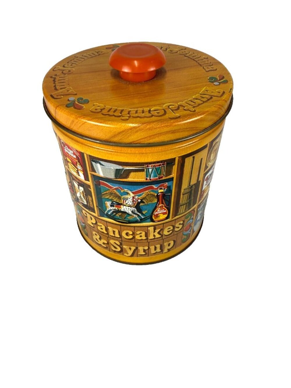 Vintage 1983 Quaker Oats Limited Edition Empty Tin w/Knob Lid 5.25"RD x 5.75"H